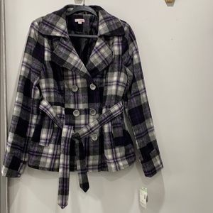 Plaid pea coat